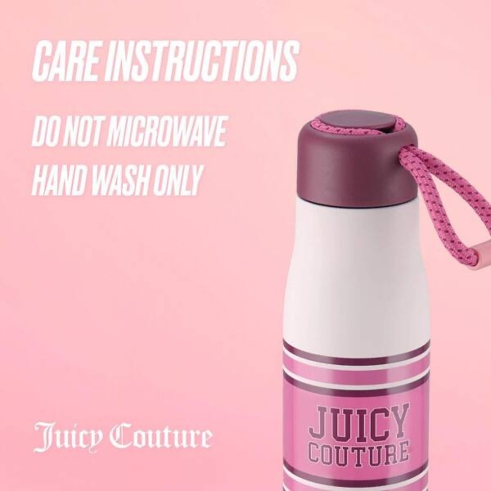 JUICY COUTURE Pink and White Water Bottle - Picture 4 of 5